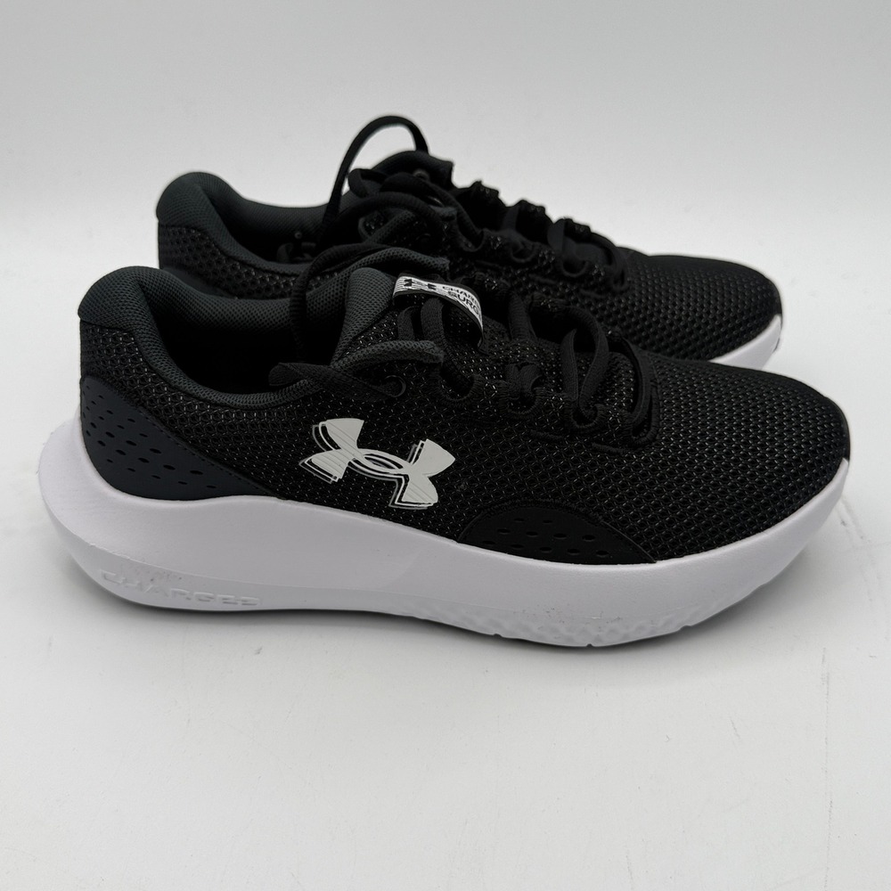 Under Armour Charged Surge 4 Shoes Womens Size 6 Black Grey Running 3027007-001